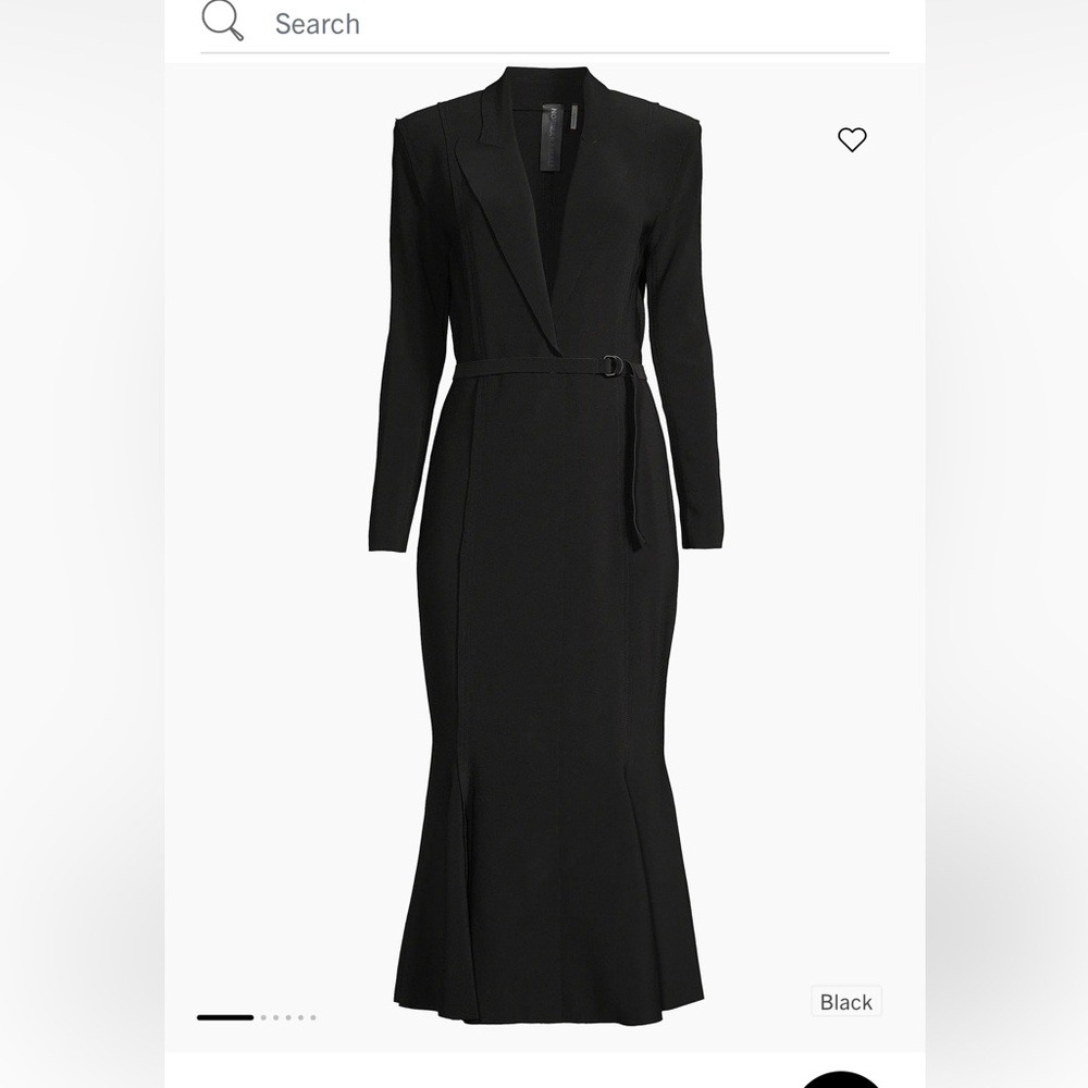 Norma Kamali Single Breasted Fishtail Dress in Black XS  Blazer Midi